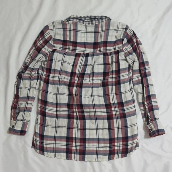 Abercrombie & Fitch Wrap Front Flannel Shirt, Color White/Red/Blue Size XS - Picture 3 of 16